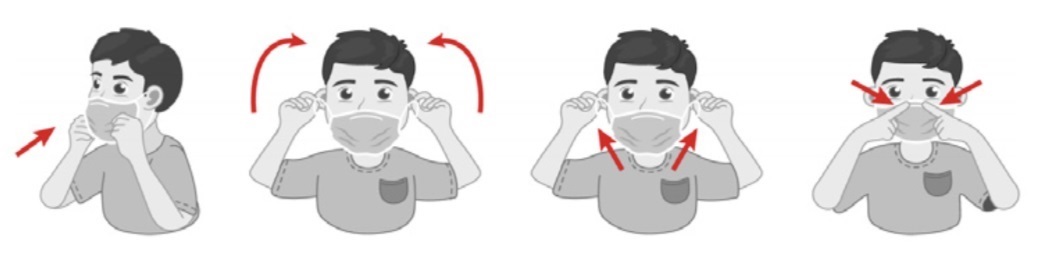 Máscara reutilizável transparente aprovada pela Viroblock, instruções de cor preta