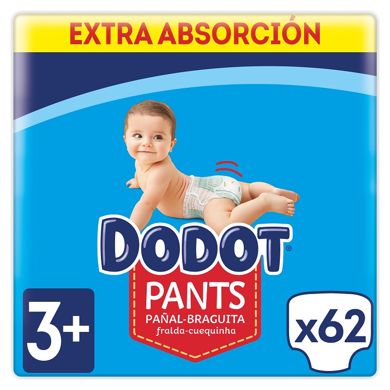 DODOT PAÑALES EXTRA ABSORCIÓN TALLA 3+ DE 7 A 11 KG 66 UNIDADES