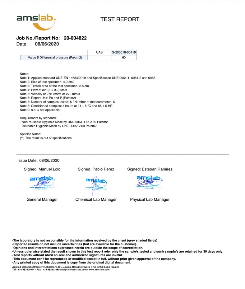 children's cloth mask r40 laboratory report