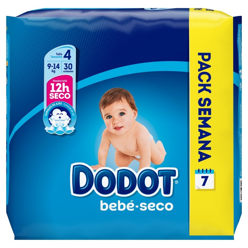 Dodot Pañales Bebé-Seco Talla 4 (9-14 kg), 256 Pañales con Protección  Antifugas, Pack Mensual