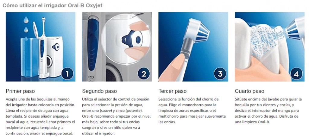 Oral-b Instrucciones irrigador Oxyjet Cómo utilizar irrigador dental