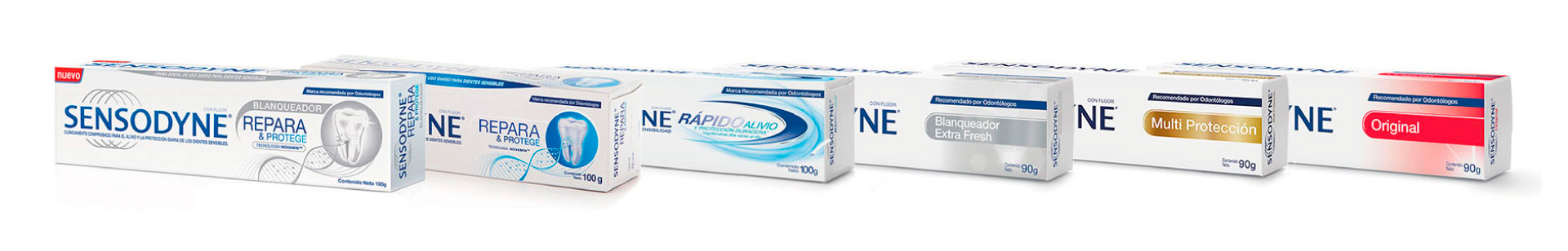 Sensodyne diferentes pastas de dientes
